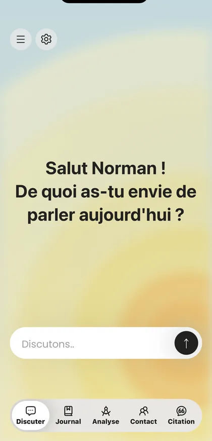 Écran d'accueil de l'application Positive Button